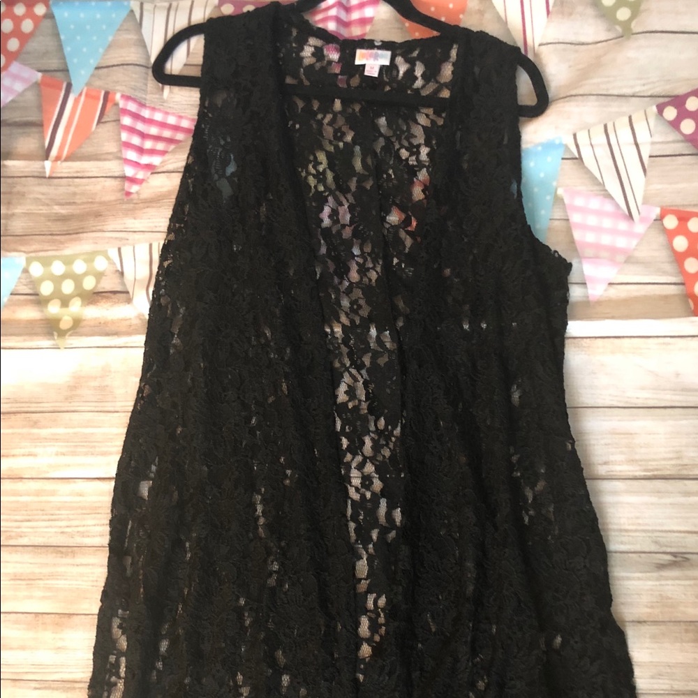 Lularoe Joy Vest- black lace